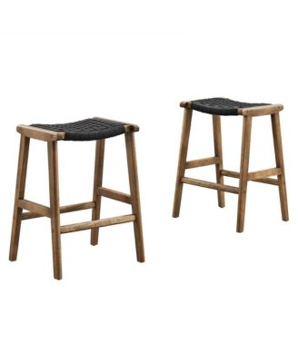 Saoirse Woven Rope Wood Counter Stool, Set of 2