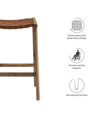Saoirse Faux Leather Wood Counter Stool, Set of 2