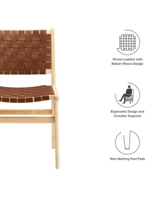 Saoirse Leather Wood Dining Side Chair, Set of 2