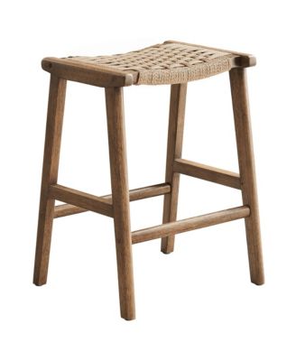 Saoirse Woven Rope Wood Counter Stool, Set of 2