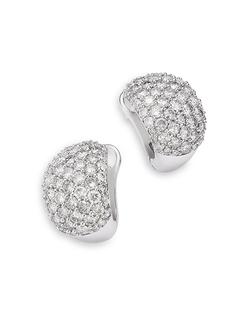 Bloomingdale's Fine Collection Pave Diamond Huggie Hoop Earrings in 14K White Gold, 2.0 tcw