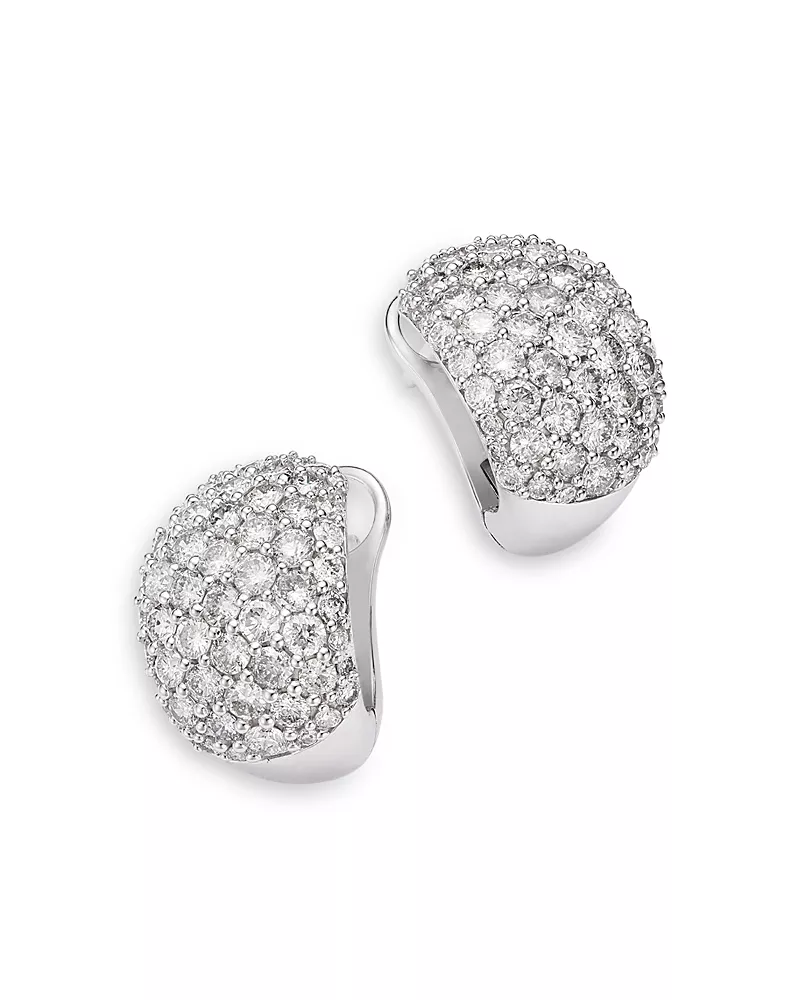 Bloomingdale's Fine Collection Pave Diamond Huggie Hoop Earrings in 14K White Gold, 2.0 tcw