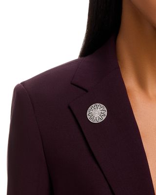 Diamond Circle Flower Brooch in 14K White Gold, 1.0 tcw