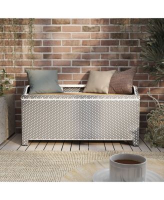 Tomkins Aluminum and PE Wicker Slatted Seat Outdoor Storage Bench