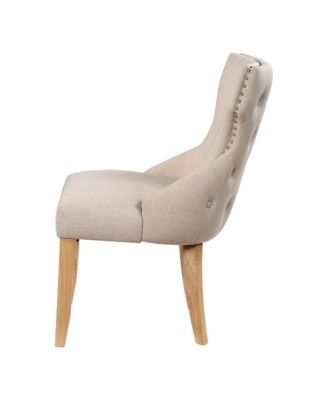 Rietta Linen Upholstered Tufted and Nailhead Side Chairs, Set of 2