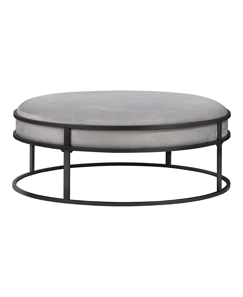 Furniture Of America Wilsonne Steel Frame Upholstered Round Ottoman In Gray