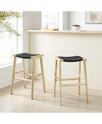 Saoirse Woven Rope Wood Bar Stool, Set of 2