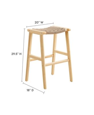 Saoirse Woven Rope Wood Bar Stool, Set of 2