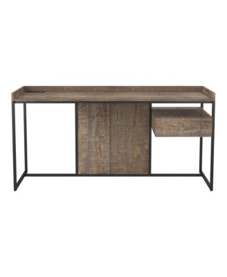 Tioga Steel Base 1-Drawer Writing Desk with USBs and Outlets