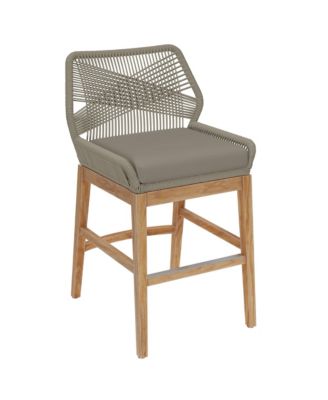 Wellspring Outdoor Patio Teak and Rope Counter Stool