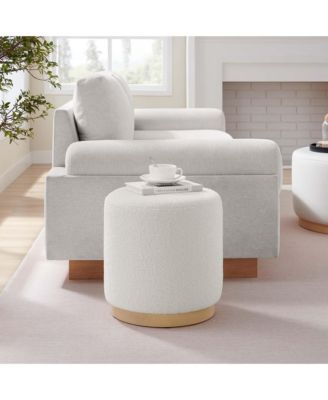 Tilden 16" Round Sherpa Upholstered Ottoman