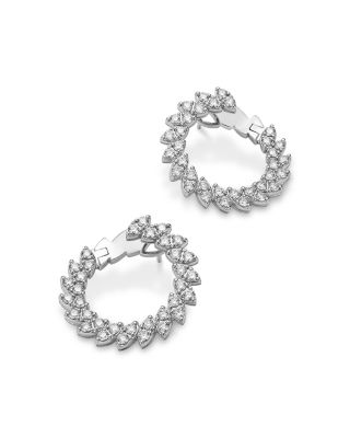 Diamond Spiral Hoop Earrings in 18K White Gold