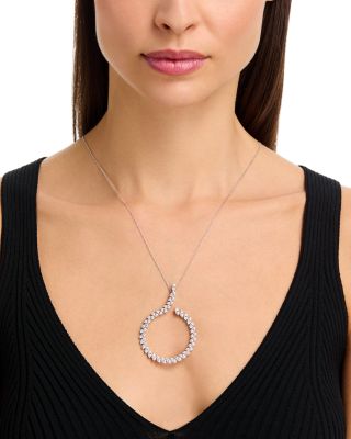 18K White Gold Marquesa Diamond Swirl Pendant Necklace, 25-27&amp;quot;