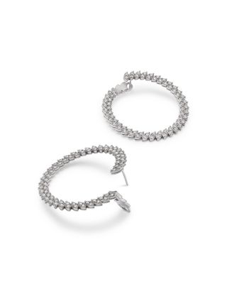 Diamond Spiral Hoop Earrings in 18K White Gold, 4.24 tcw