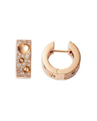 18K Rose Gold Pois Mois Luna Diamond Huggie Hoop Earrings