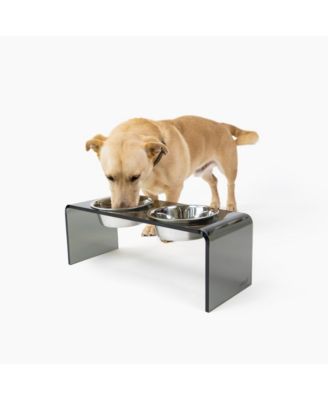 Medium Smoke Grey Small Double Bowl Feeder, 1 Quart Bowls