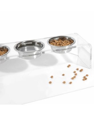 Medium Triple Bowl Pet Feeder, 1 Quart Bowls