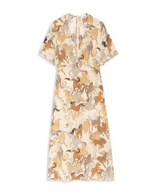 Rhodral Horse Print Silk Dress