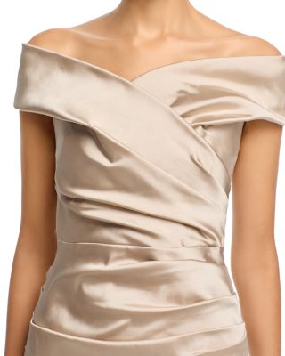 Satin Stretch Off The Shoulder Gown