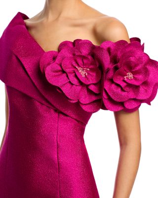 Pebble Jacquard 3D Flower Gown