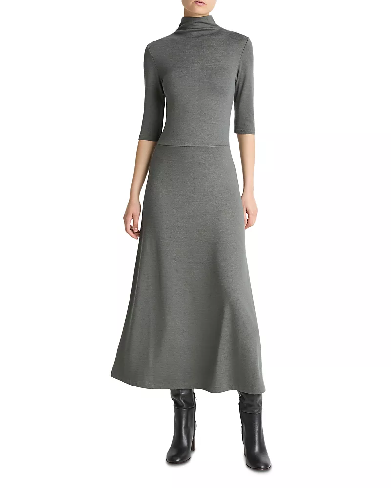 Vince Elbow Sleeve Turtleneck Dress