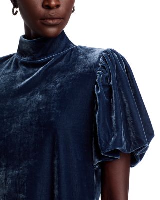 Mock Neck Velvet Dress