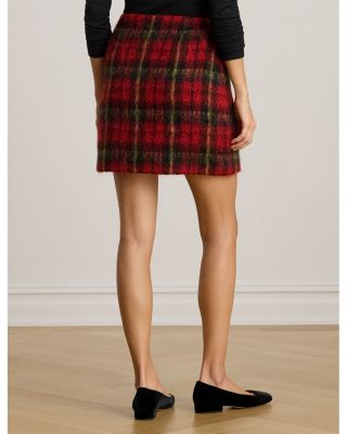 Plaid Mohair Pencil Miniskirt