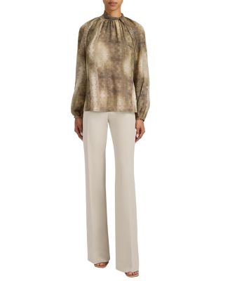 Dakota Mock Neck Printed Blouse with Long Lantern Sleeves