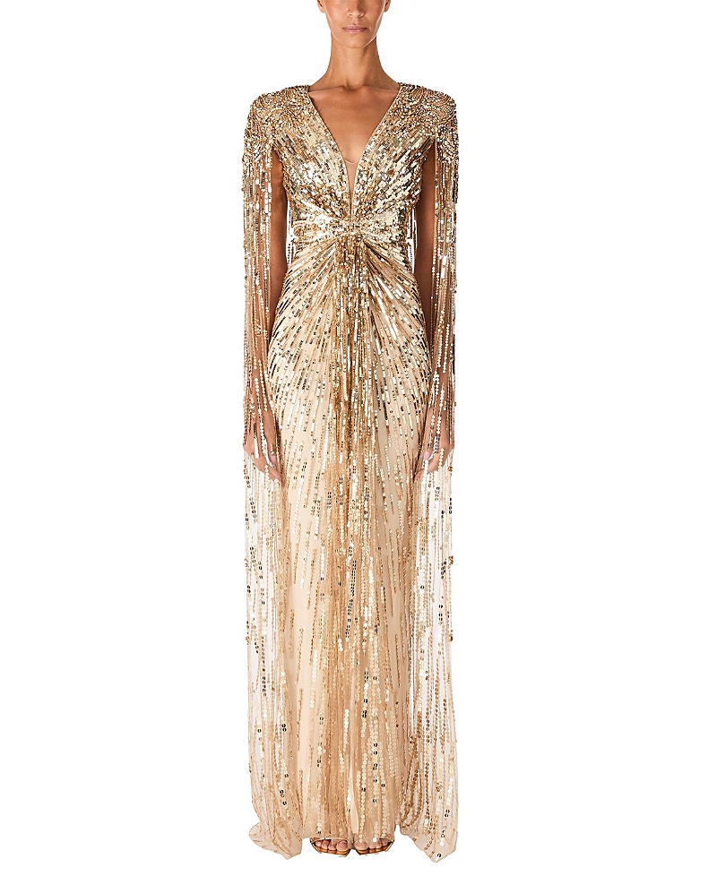 Jenny Packham Gold Rush Sequin-embellished Gown In Gold