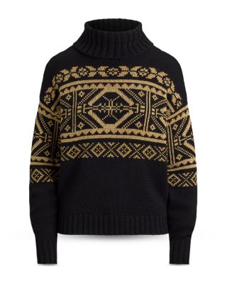 Fair Isle Wool Blend Turtleneck Sweater