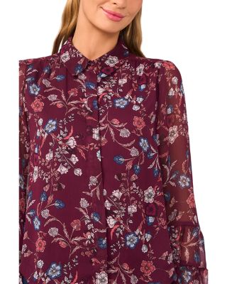 Ruffle Cuff Button Down Blouse