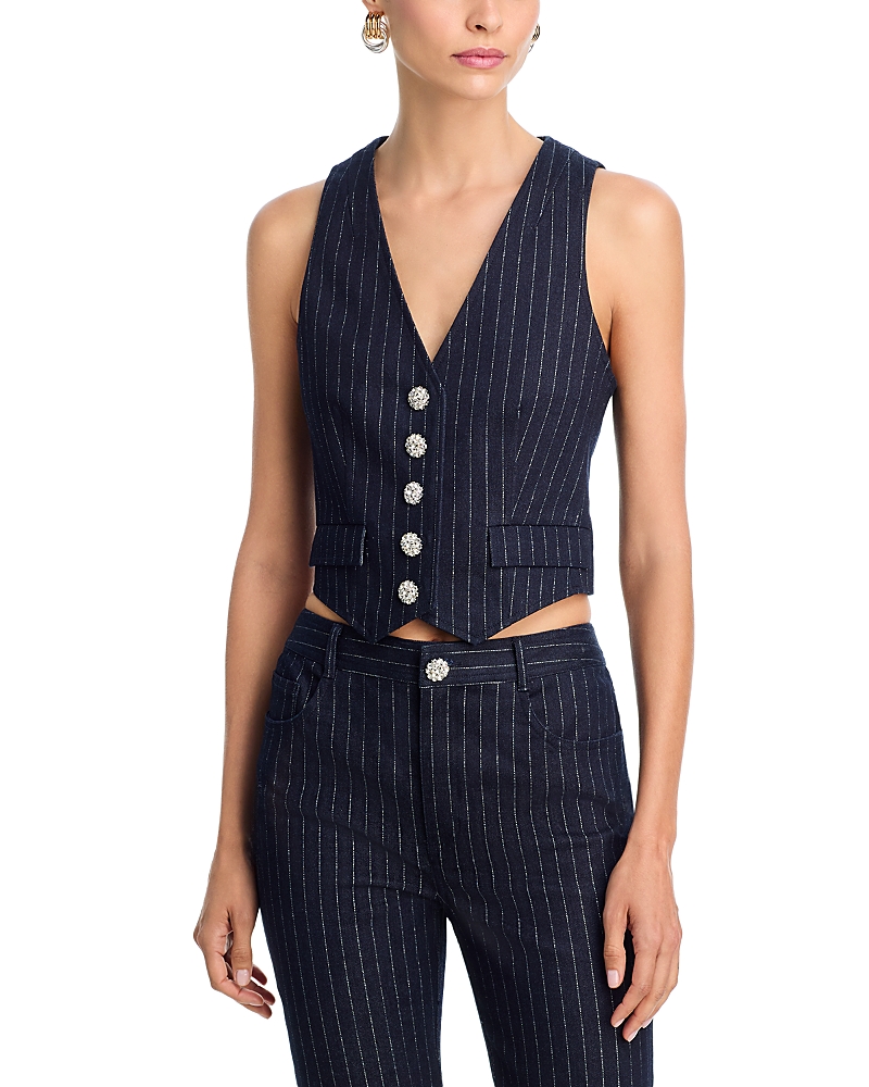 Cinq À Sept Cinq A Sept Anderson Metallic Pinstripe Vest In Blue