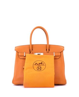 Birkin 30 Handbag Orange Clemence with Palladium Hardware