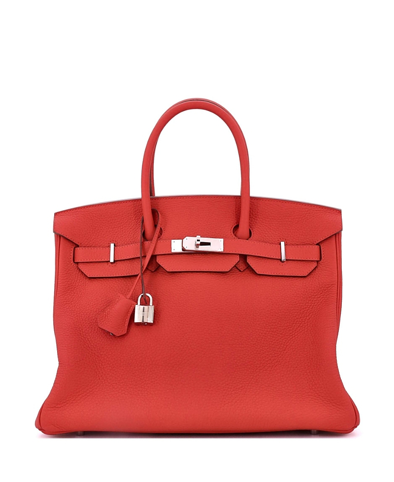PRE-OWNED HERMES Pre-owned Hermes Birkin 35 Handbag Red Togo With Palladium Hardware