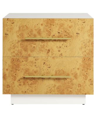 Abel 2-Drawer Burl Wood Nightstand