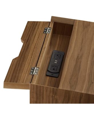 Ember Wood Nightstand With USB Ports