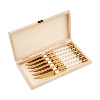 Zoe Gold Tone Steak Knives, Set of 6