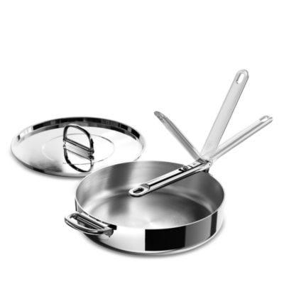 Space Steel 3.8-Quart Stainless Steel Saut&eacute; Pan with Folding Handle