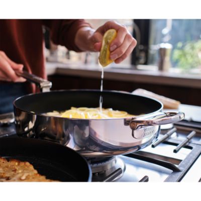 Space Steel Two Piece Ceramic Non-Stick Fry Pan Set with Folding Handles
