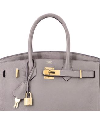 Birkin 30 Handbag Grey Novillo with Gold Hardware