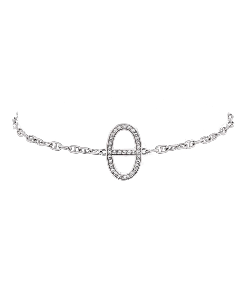 Pre-owned Pre-owned Hermes  Hermes Chaine D'ancre Contour Bracelet 18k White Gold With Diamonds