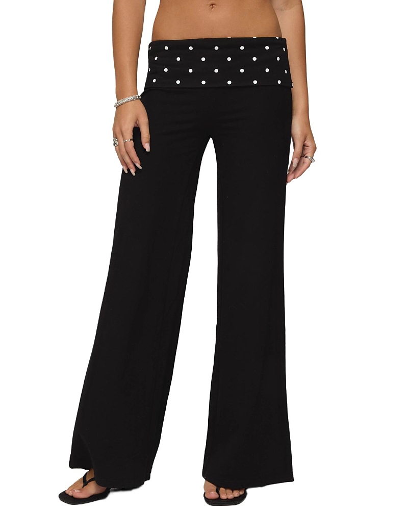 Edikted Reeva Polka Dot Fold Over Pants In Multi