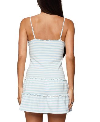 Tiered Ruffle Striped Mini Dress