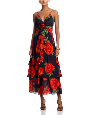 Latin Roses Black Flower Dress