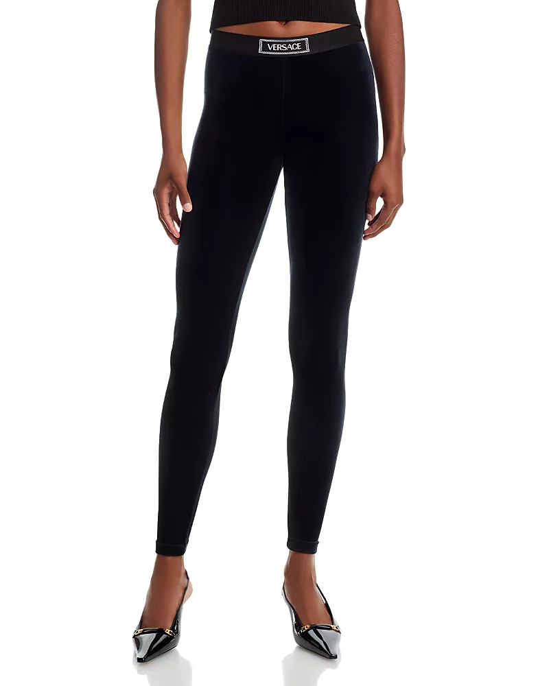 Versace Bistretch Techno Velvet Leggings