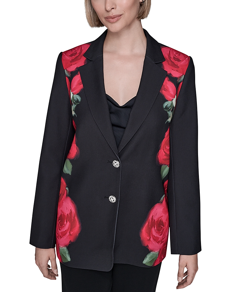 Karl Lagerfeld Rose Blazer In Black