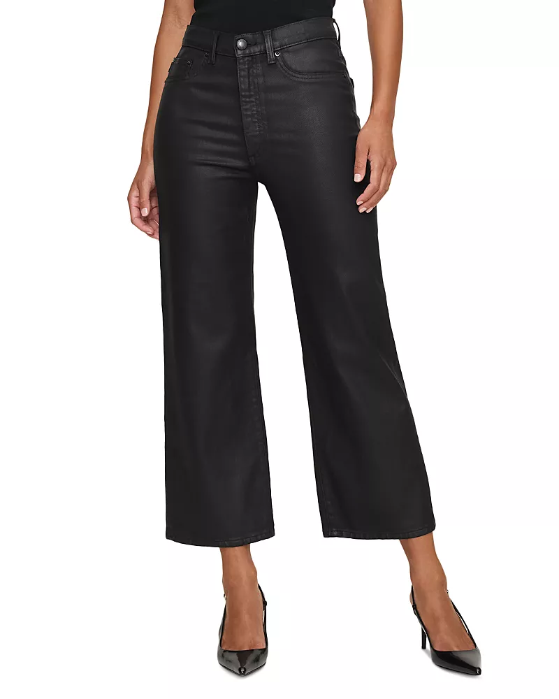 DL1961 Karmine Refined Wide Leg Jeans in Black Coated