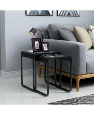 Dover Glass Top Nesting Table, Set of 2