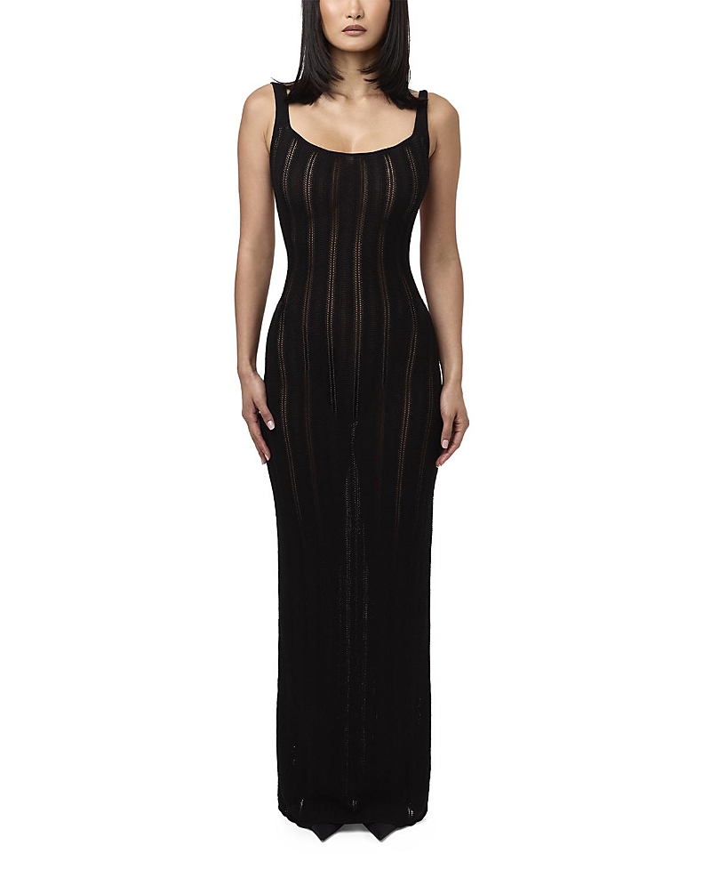 Naked Wardrobe Knit Open Back Maxi Dress In Black