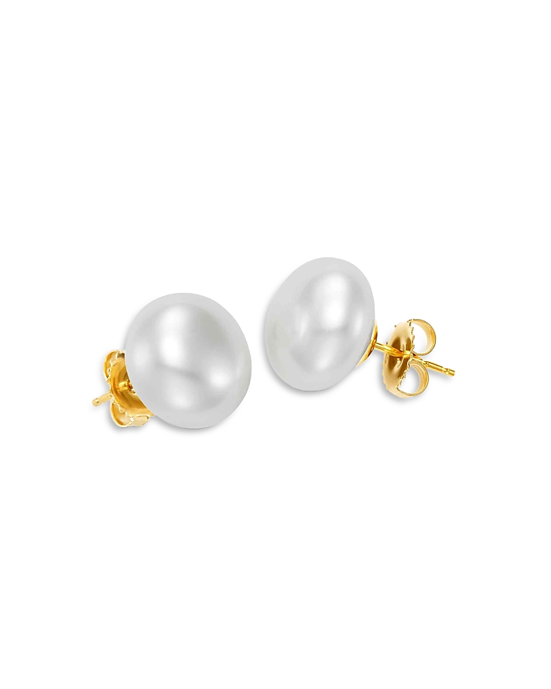 Bloomingdale's Fine Collection Freshwater Pearl Button Stud Earrings in 14K Yellow Gold